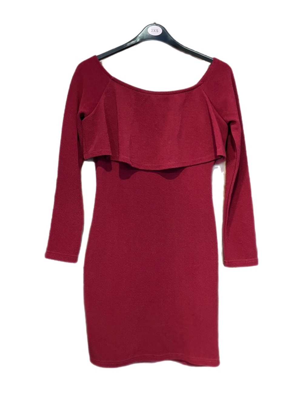 SHEIN Burgundy Off-Shoulder Ruffle Midi Dress